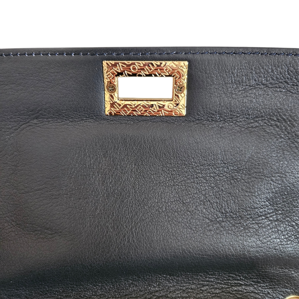 NWT - Valentino - Midnight Blue Leather Gold Chain Embossed Shoulder Bag - Picture 6 of 13